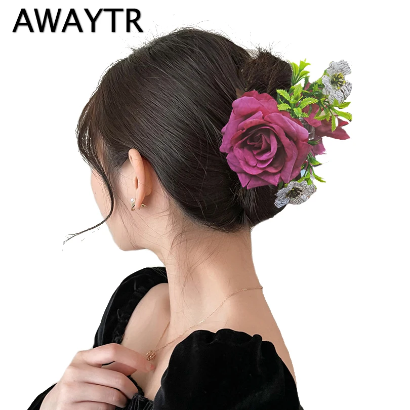 AWAYTR Bride Rose Flower Hair Claw Hair Clips Hairpin For Women Hair Clamps Girls' Wedding Party Ponytail Hair Barrette
AWAYTR Bride Rose Flower Hair Claw Hair Clips Hairpin For Women Hair Clamps Girls' Wedding Party Ponytail Hair Barrette