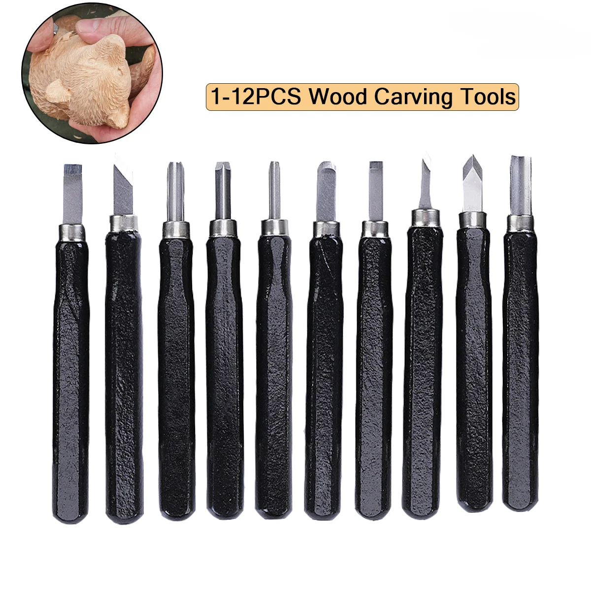 

Wood Carving Tools, 1- 12 PCS SK2 Carbon Steel Sculpting Knife Kit for Beginners & Professions