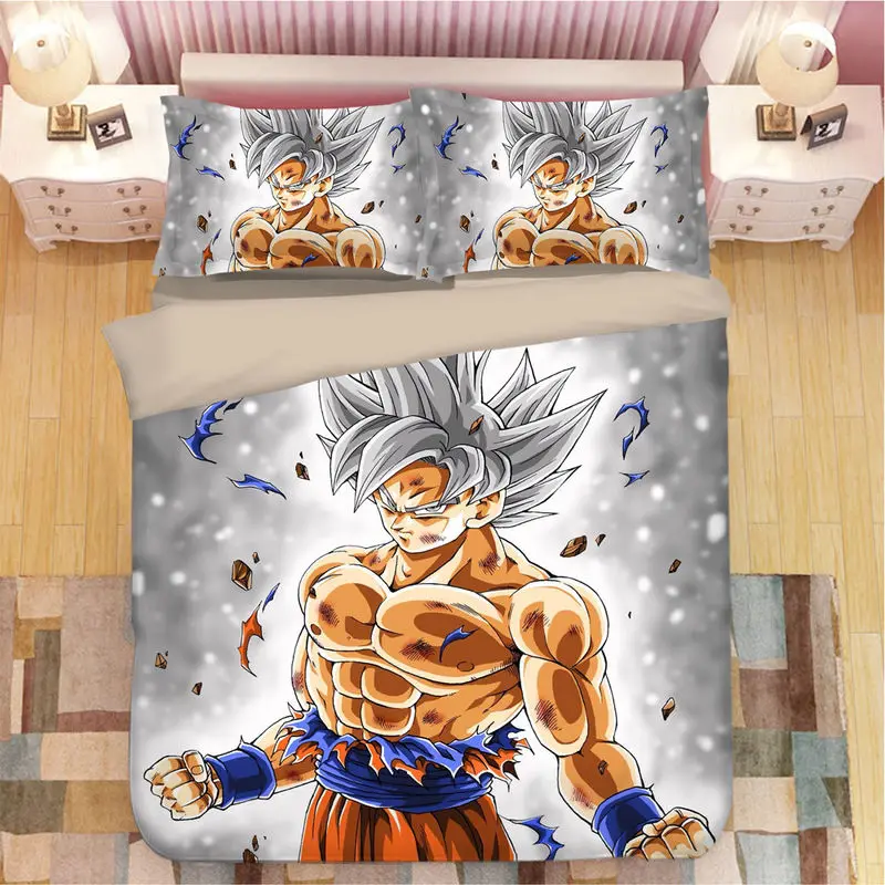 

son goku four-piece set double dragon ball cartoon quilt cover bed sheet anime personality student single three-piece gift