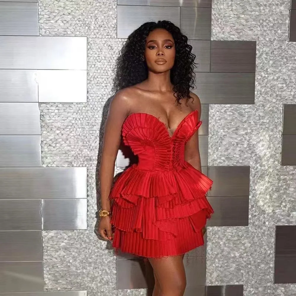 African Sexy Red Sweetheart Short Prom Dresses For Black Girls Tiered Birthday Party Cocktail Gowns Homecoming Robe De Bal
African Sexy Red Sweetheart Short Prom Dresses For Black Girls Tiered Birthday Party Cocktail Gowns Homecoming Robe De Bal