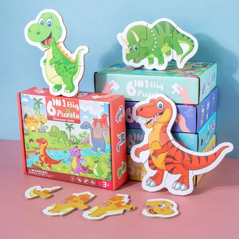 

Детская головоломка Монтессори 6 в 1, животное, динозавр, трафик, Океанский пазл, игрушка для раннего развития детей, обучающие игрушки