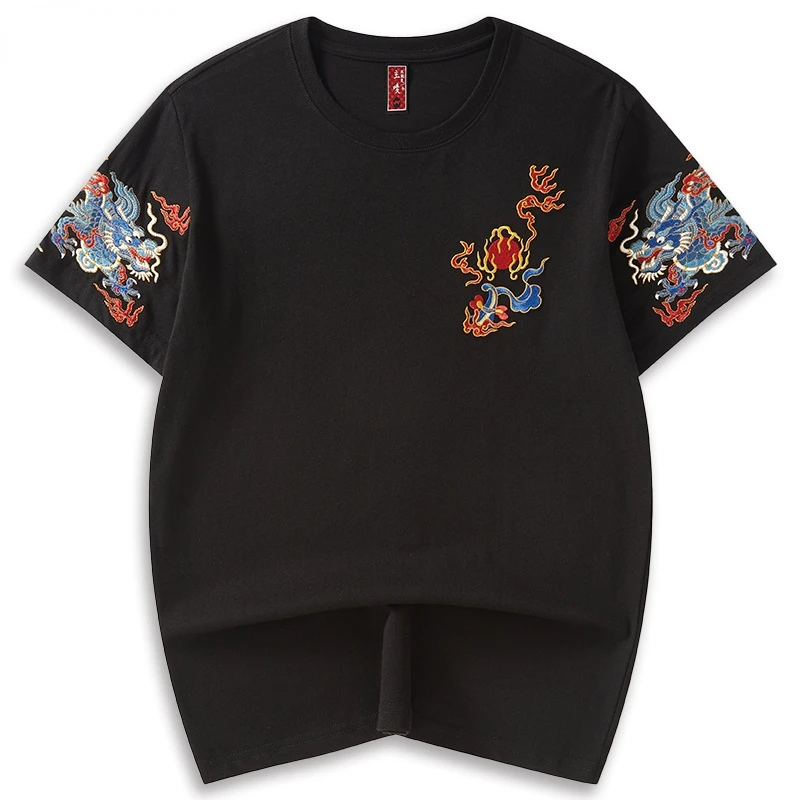 Summer Cotton T Shirt Men Embroidery Dragon T Shirt Short Sleeve Chinese Hip Hop Tees Shirt Loose Harajuku Fashion Casual Top
Summer Cotton T Shirt Men Embroidery Dragon T Shirt Short Sleeve Chinese Hip Hop Tees Shirt Loose Harajuku Fashion Casual Top