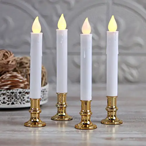 Flameless Taper Window Candles With Gold Bases, Set of 4 - Valentines Day Decorations
Flameless Taper Window Candles With Gold Bases, Set of 4 - Valentines Day Decorations