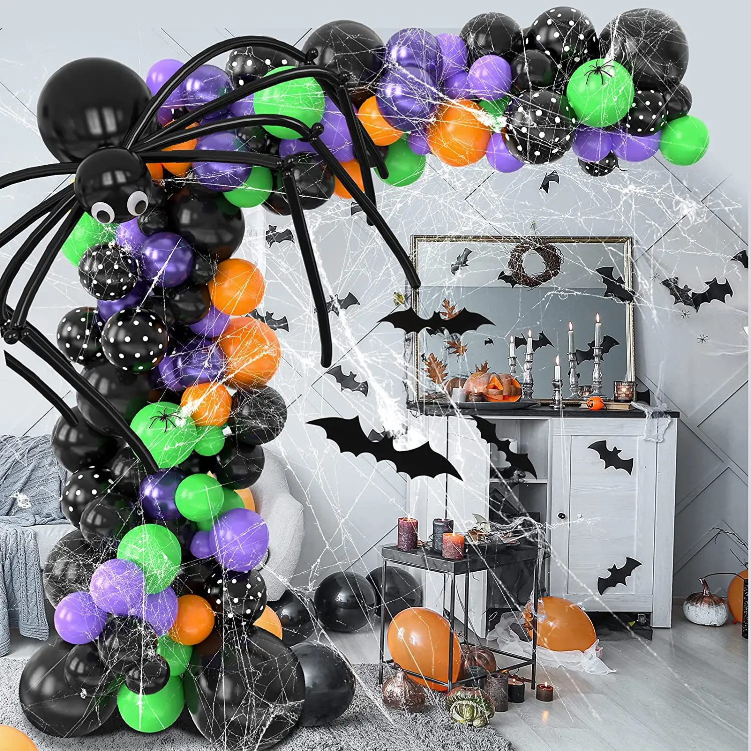 139pcs Halloween Balloon Chain Set DIY Spider Bat Eyeball Ghost Festival Party Spooky Atmosphere Decoration Supplies Room Layout
139pcs Halloween Balloon Chain Set DIY Spider Bat Eyeball Ghost Festival Party Spooky Atmosphere Decoration Supplies Room Layout