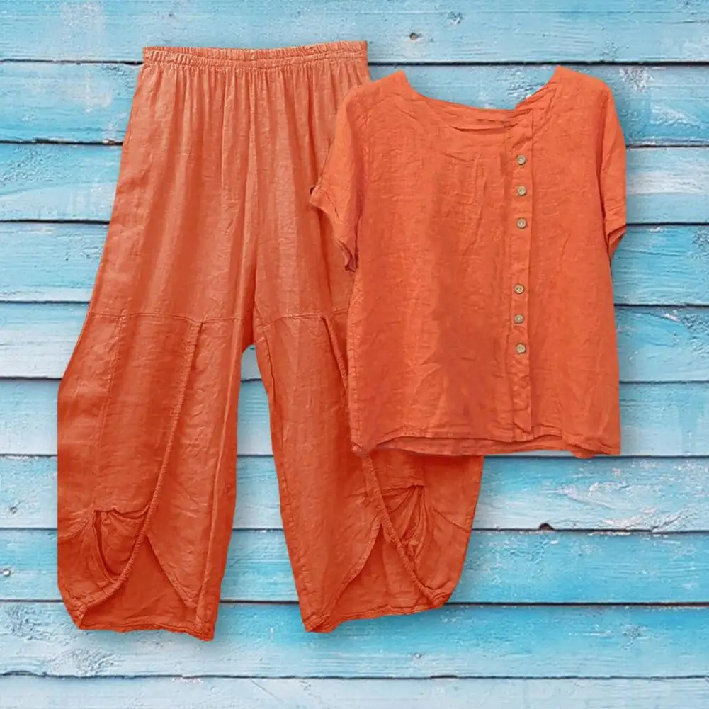 1 Set T-shirt Pants Solid Color Ladies Mid Waisted Pure Color Loose-fitting T-shirt Pants Women Outfit for Vacation
1 Set T-shirt Pants Solid Color Ladies Mid Waisted Pure Color Loose-fitting T-shirt Pants Women Outfit for Vacation