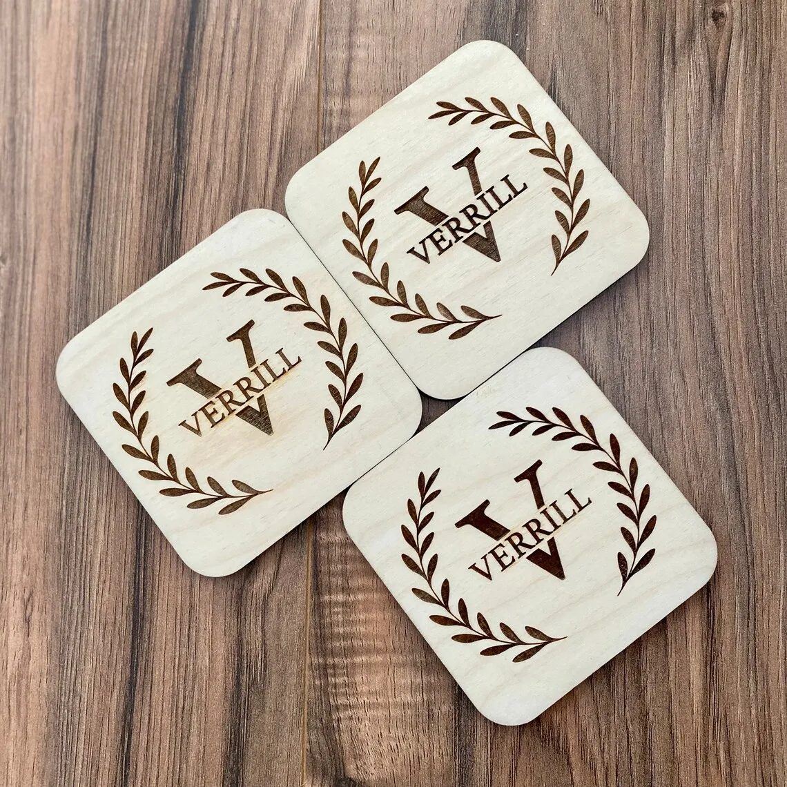 Engraved Monogram Wood Coaster Set - Engraved Family Name Coasters - Perfect Housewarming Gift ,Wood Square customizable coaster
Engraved Monogram Wood Coaster Set - Engraved Family Name Coasters - Perfect Housewarming Gift ,Wood Square customizable coaster