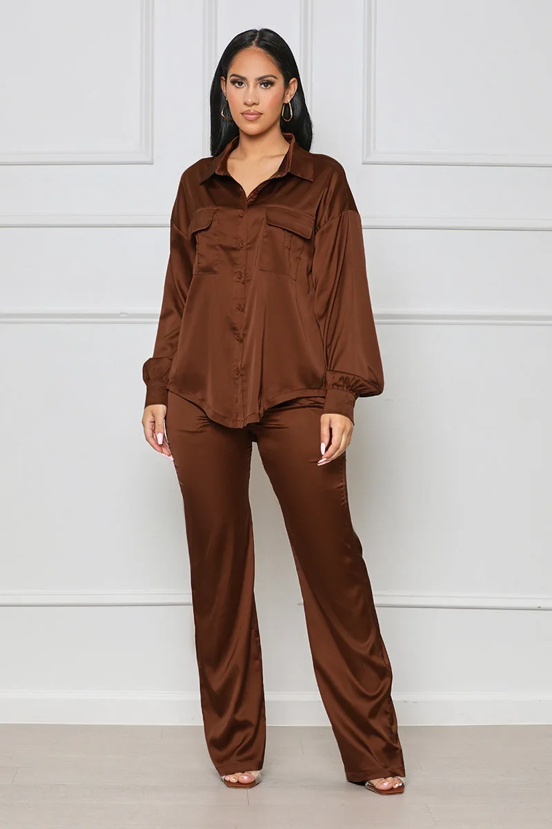 Satin Shirts Two 2 Piece Set Women Casual Stretch Pocket Long Sleeve Blouse Top High Waist Straight Pants Elegant Street Outfits
Satin Shirts Two 2 Piece Set Women Casual Stretch Pocket Long Sleeve Blouse Top High Waist Straight Pants Elegant Street Outfits