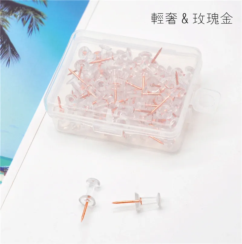 60pcs/box Transparent Rose Gold Push Pins Thumb Thumbtack Board Pins Drawing Photo Wall Studs Office School Supplies
60pcs/box Transparent Rose Gold Push Pins Thumb Thumbtack Board Pins Drawing Photo Wall Studs Office School Supplies