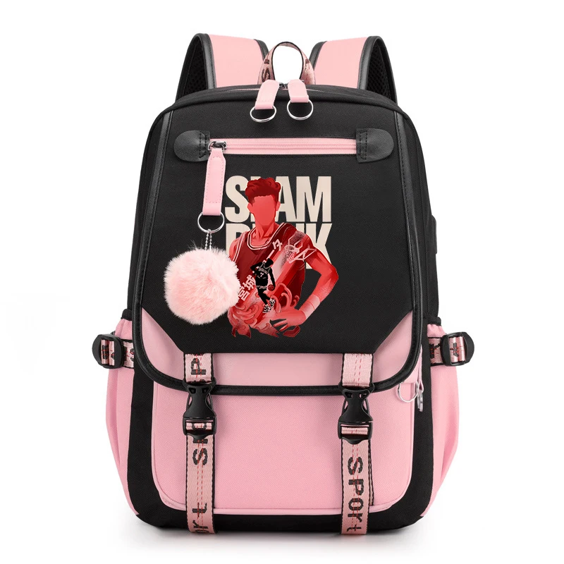 

Teen Slam Dunk Backbag Comic Sakuragi Hanamichi Laptop Backpack Boys Girls Harajuku Anime Bag Unisex Slam Dunk Travel Backpacks