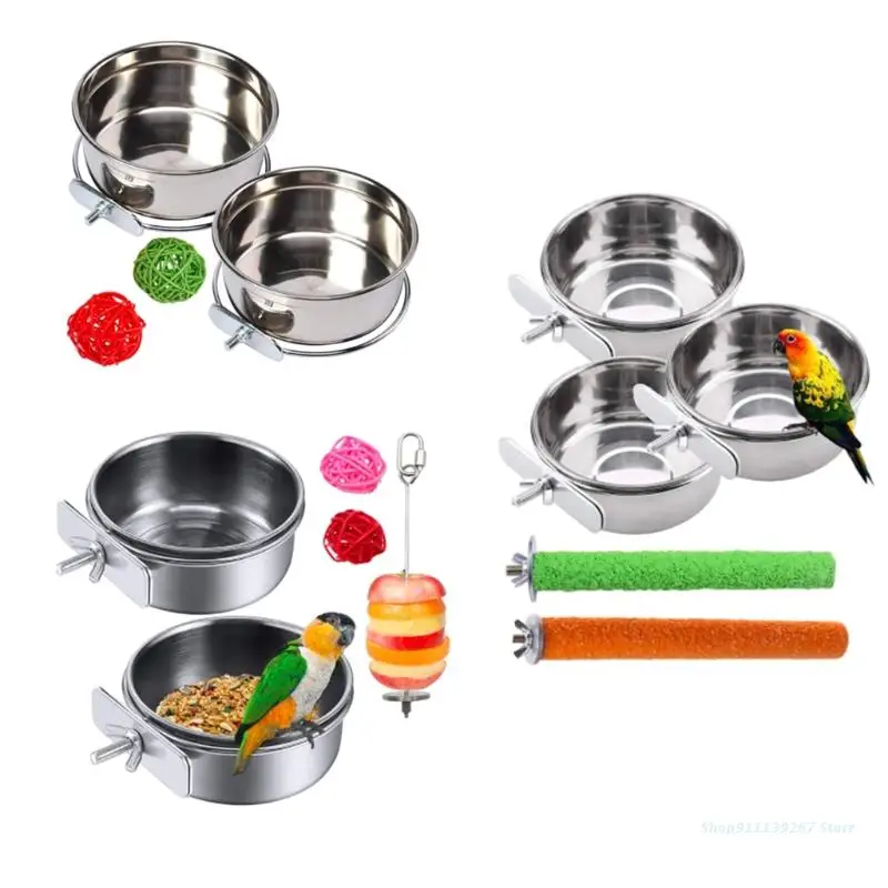 C5AD Stainless Steel Bird Feeder Bowl Set Parrot Food Bowl Feeding Coop Cups Clamp Water Cage Dish with Fruit Skewer Holder for
C5AD Stainless Steel Bird Feeder Bowl Set Parrot Food Bowl Feeding Coop Cups Clamp Water Cage Dish with Fruit Skewer Holder for