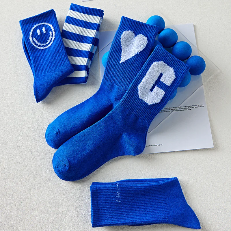 Fashion Women's Klein Blue Middle Tube Socks Letters Creative Sports Lady Cotton Stockings Cute Smiling Face Gifts
Fashion Women's Klein Blue Middle Tube Socks Letters Creative Sports Lady Cotton Stockings Cute Smiling Face Gifts