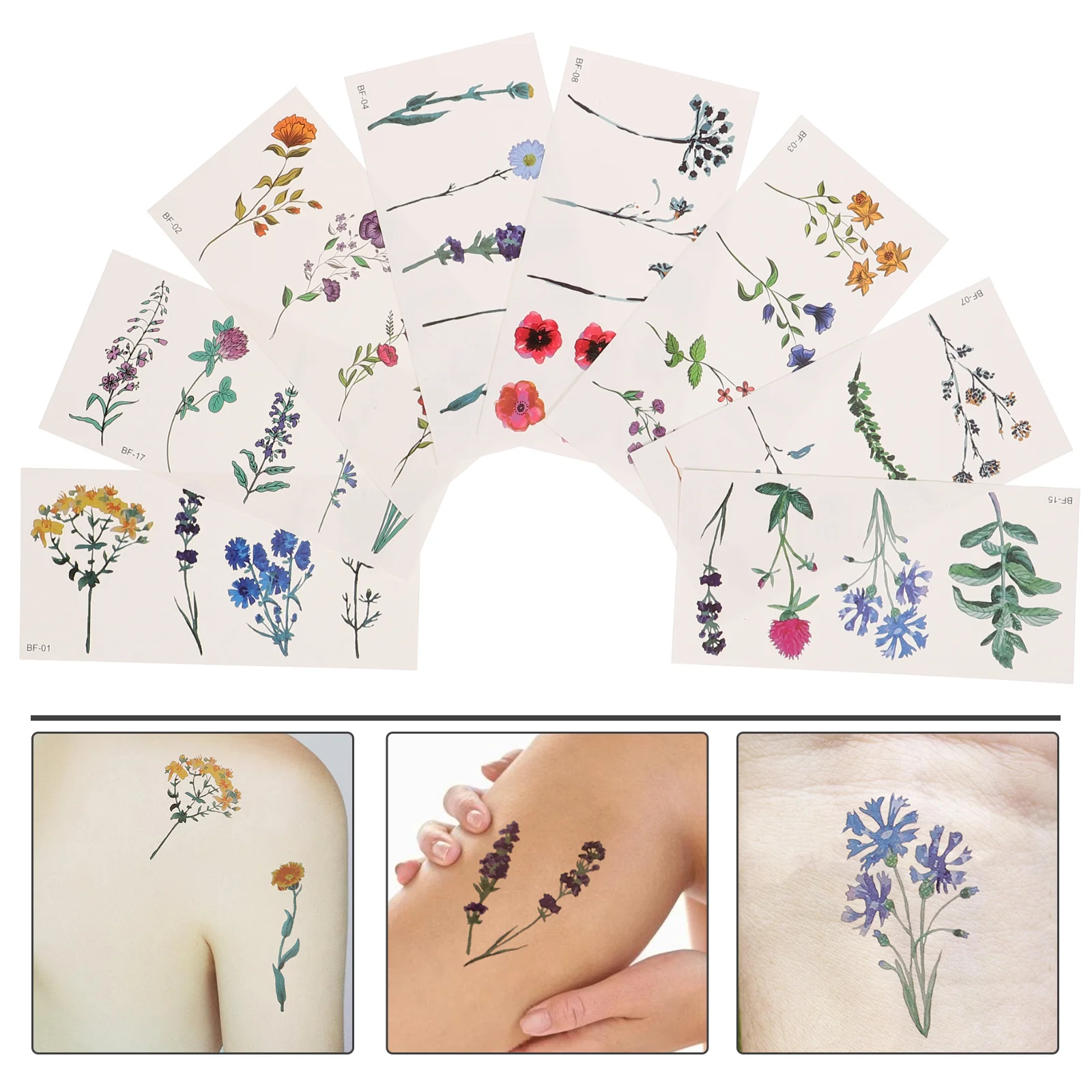 

8 Sheets Fake Plants Temporary Tattoos Sticker Stickers Arm Decor Lavender Girl Flower Water Paper Decorative Women