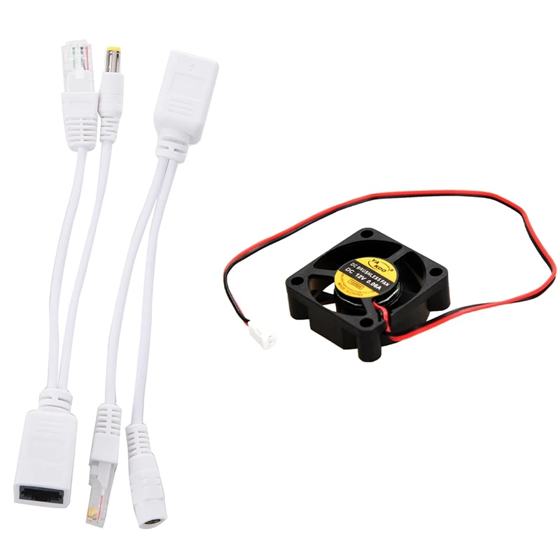 

Practical Passive Power Over Ethernet Poe Adapter Injector + Splitter Kit With 3010S 12V 0.06A Brushless DC Cooling Fan