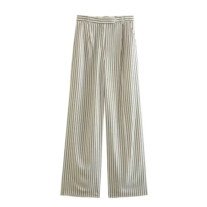 Женские универсальные свободные брюки в полоску, бежевые или белые повседневные брюки с прямым рукавом, весна-лето 2023 
Женские универсальные свободные брюки в полоску, бежевые или белые повседневные брюки с прямым рукавом, весна-лето 2023