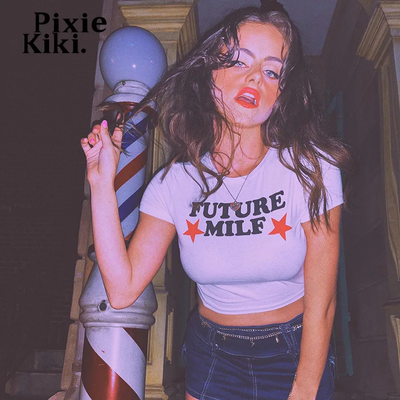 Детская футболка PixieKiki Y2k, летняя одежда для женщин, белые Графические футболки с буквенным принтом, милые короткие рукава, укороченные топы
Детская футболка PixieKiki Y2k, летняя одежда для женщин, белые Графические футболки с буквенным принтом, милые короткие рукава, укороченные топы