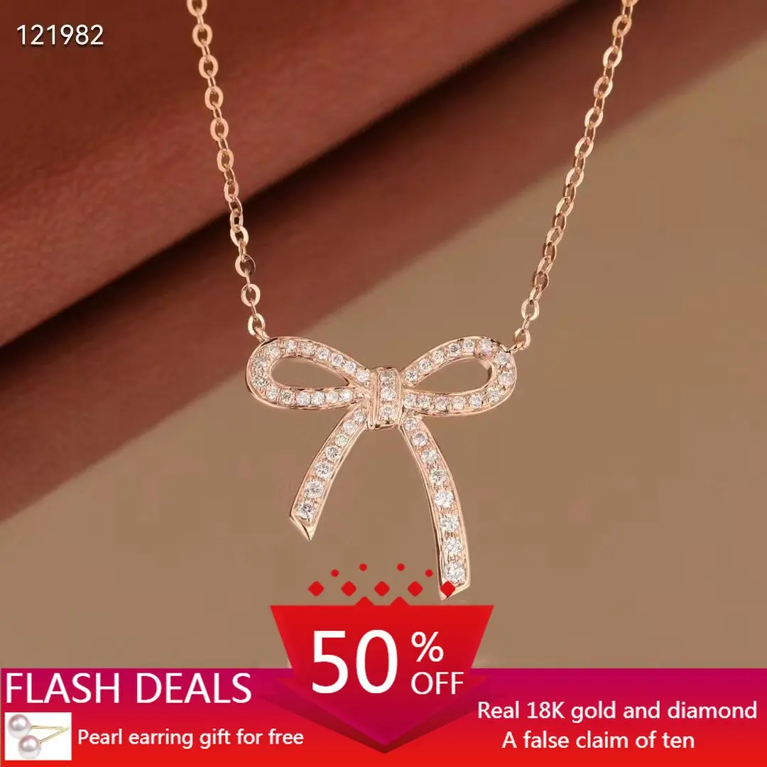 Fairy Bowknot Necklace 18k Gold with Diamonds Stylish and Versatile 18K Gold Necklace Collares Para Mujer Gift Diamond Accented
Fairy Bowknot Necklace 18k Gold with Diamonds Stylish and Versatile 18K Gold Necklace Collares Para Mujer Gift Diamond Accented