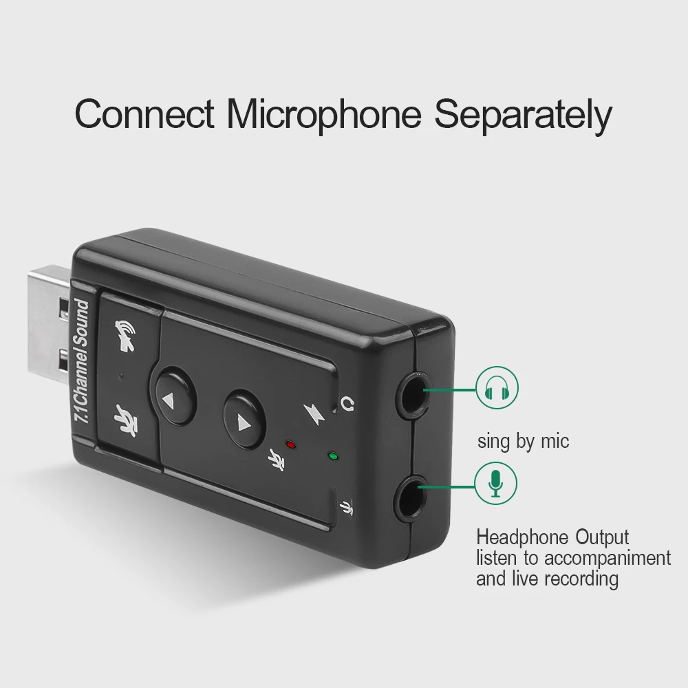 kebidu USB Sound Card 7.1 Channel 3D Audio Sound Card Mic Adapter 3.5mm Jack Stereo Headset For Win XP / 7 8 Android L
kebidu USB Sound Card 7.1 Channel 3D Audio Sound Card Mic Adapter 3.5mm Jack Stereo Headset For Win XP / 7 8 Android L