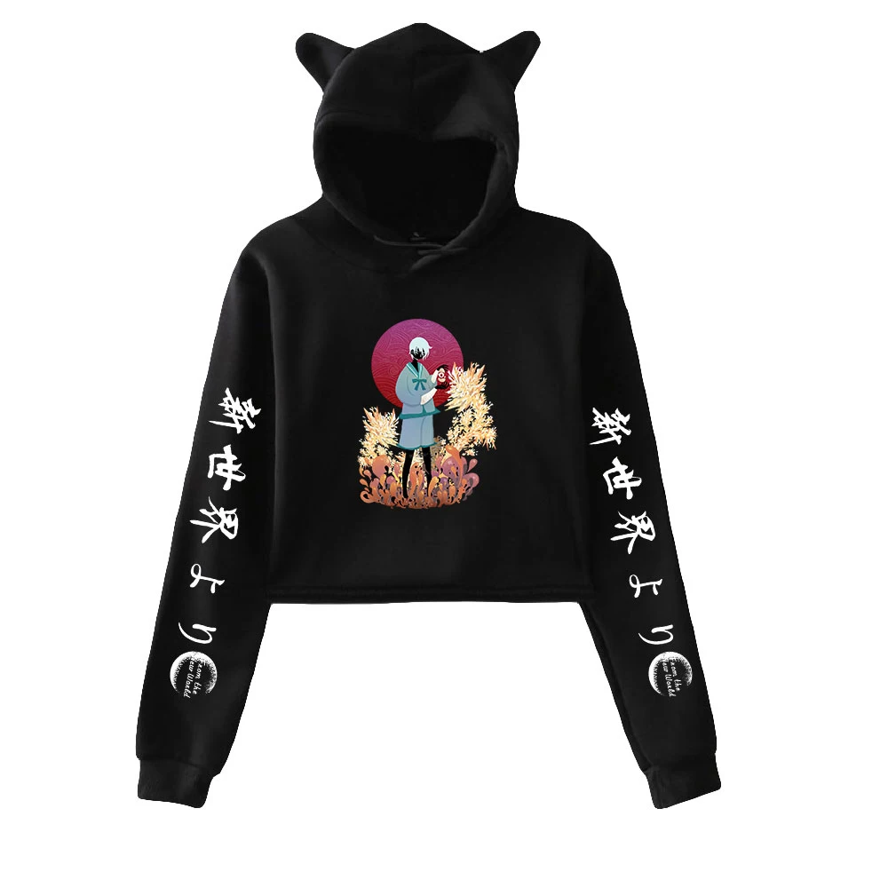 From the New World Cat Cropped Hoodies Women Long Sleeve Hooded Pullover Crop Tops Hot Sale Casual Harajuku Streetwear Clothes
From the New World Cat Cropped Hoodies Women Long Sleeve Hooded Pullover Crop Tops Hot Sale Casual Harajuku Streetwear Clothes