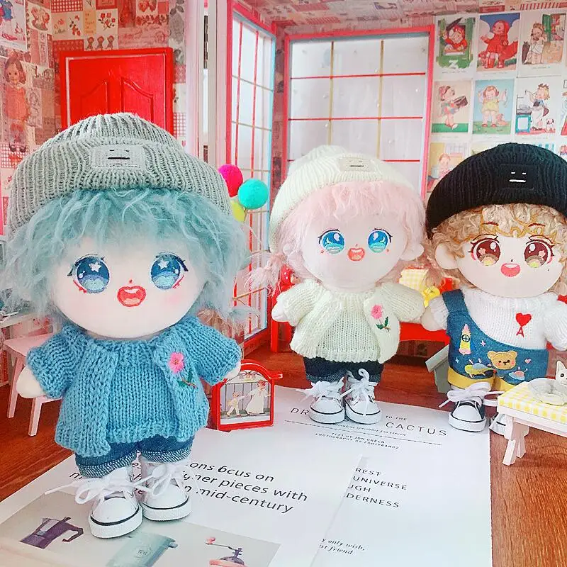 

20cm Baby Doll clothes Plush Doll's Knitted hat Clothes coat suit Toy Dolls Accessories our generation Korea Kpop EXO idol Dolls