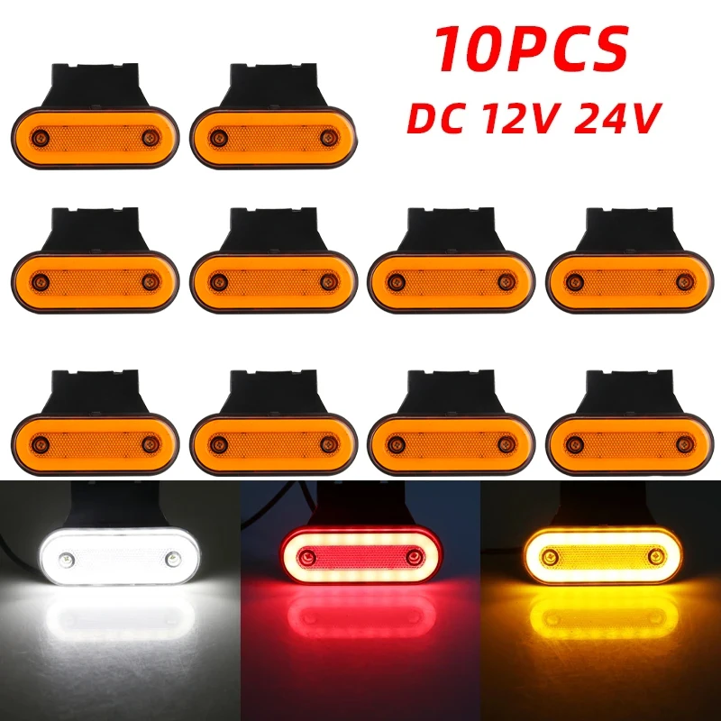 

10pcs Side Marker light 24V LED Rear Clearance Lamp Caravan Tail Lights for Truck RV Trailer Lorry Pickup Boats Amber red white