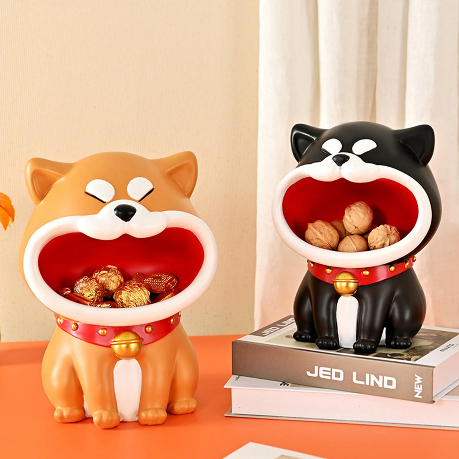 Статуя Сиба-ину из смолы с большим ртом, украшения для офиса и крыльца, коробка для хранения, ручная работа, праздничные подарки, домашний декор