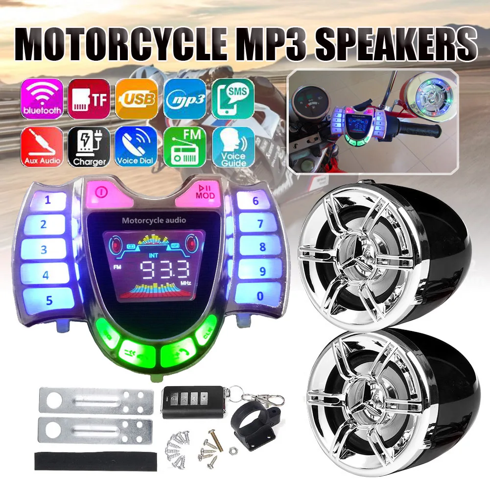 Motorcycle Audio Handsfree bluetooth-compatible Stereo Speakers FM Radio Sound System Anti-theif Amplifier MP3 Music Player
Motorcycle Audio Handsfree bluetooth-compatible Stereo Speakers FM Radio Sound System Anti-theif Amplifier MP3 Music Player