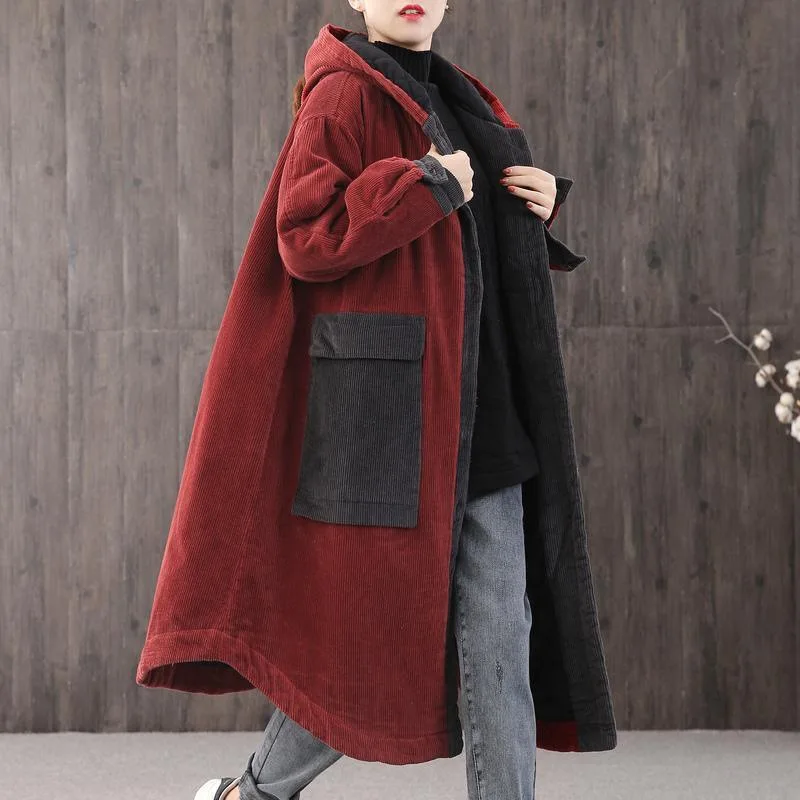 Fashion Corduroy Jacket Big Pocket Plus Cotton Thick Hooded Padded Coat Women's Autumn Winter Loose Casual Long Cloak Parka
Fashion Corduroy Jacket Big Pocket Plus Cotton Thick Hooded Padded Coat Women's Autumn Winter Loose Casual Long Cloak Parka