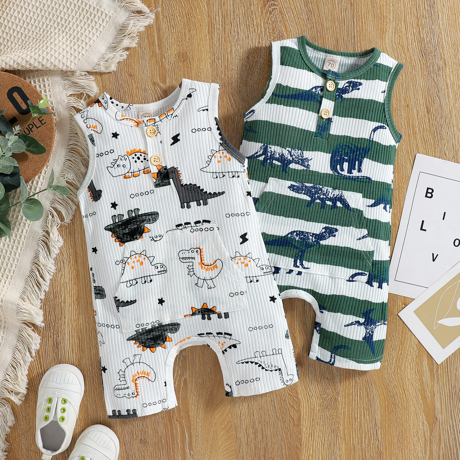 Baby Boy Clothes Infant Casual Jumpsuit Toddler Cartoon Dinosaur Striped Vest Bodysuit Children Summer Romper Kids Clothing
Baby Boy Clothes Infant Casual Jumpsuit Toddler Cartoon Dinosaur Striped Vest Bodysuit Children Summer Romper Kids Clothing