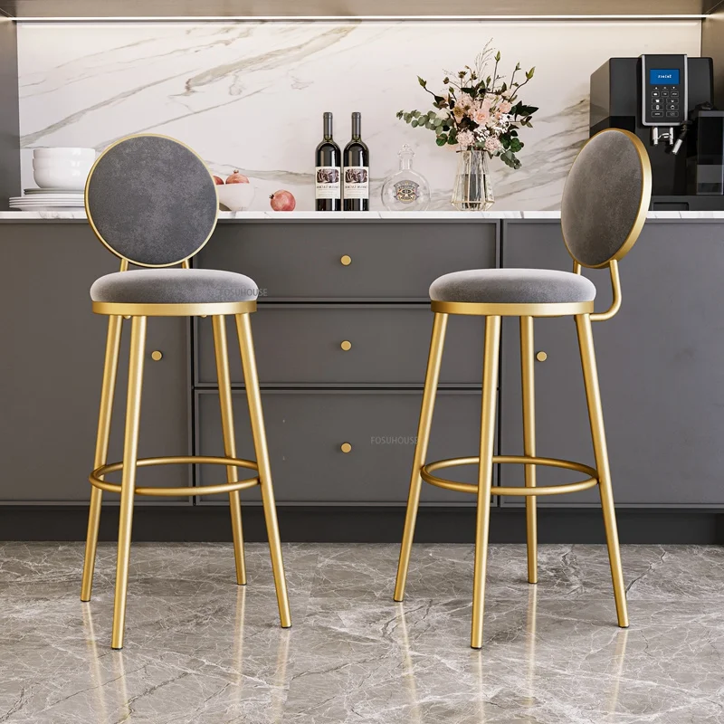

Nordic Light Luxury Bar Chairs Gold Creative High Feet Bar Chair Ins Counter Stool Chaises Salle Manger Kitchen Furniture WZ
