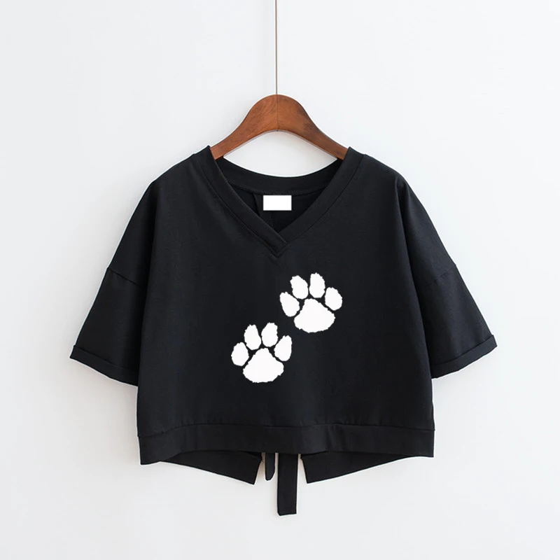 Summer Fashion Crop Top Cat Claw Printed T-shirt Female V-neck T-shirt Tee Shirts Funny Sexy Streetwear Short Clothes for Women
Summer Fashion Crop Top Cat Claw Printed T-shirt Female V-neck T-shirt Tee Shirts Funny Sexy Streetwear Short Clothes for Women