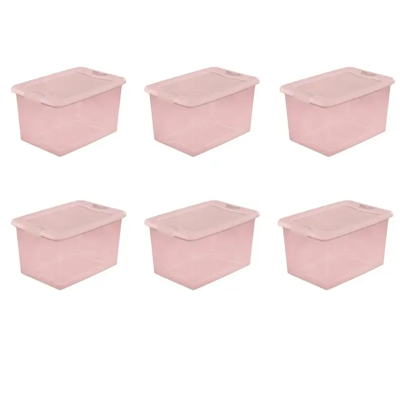 Qt. Latching Box Plastic, Blush Pink Tint, Set of 6 
Qt. Latching Box Plastic, Blush Pink Tint, Set of 6