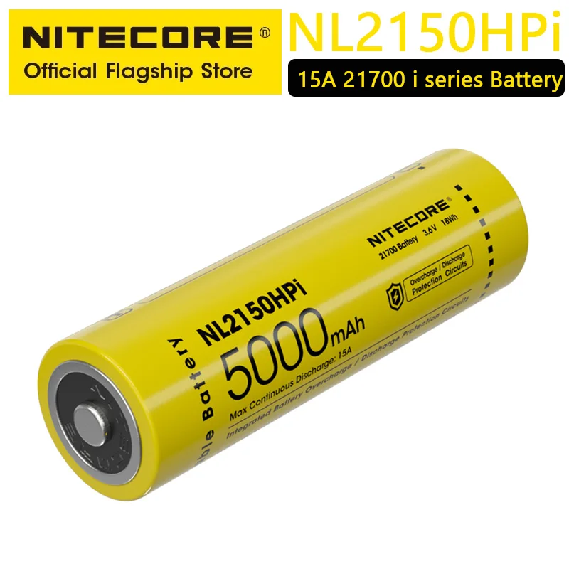 

NITECORE NL2150HPi 21700 Li-ion Battery 15A 3.6V 18Wh 5000mAh i Series Smart Battery For Flashlight P20ix P30i P10iX i4000R P20i