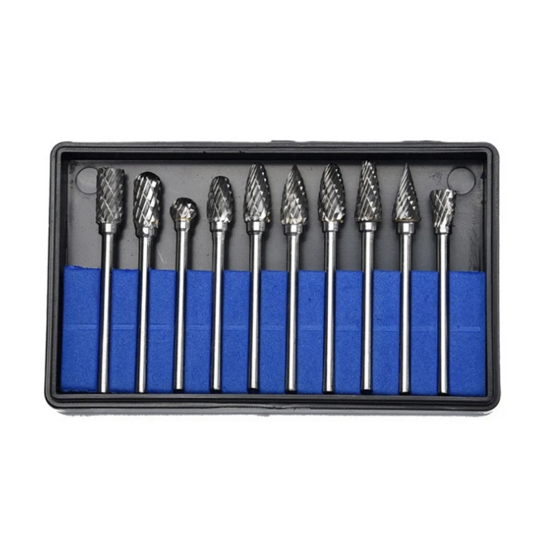 

10pcs Cemented Carbide Rotary File 6mm Tungsten Carbide Carving Polishing Drill Bit for Metal Wood Grinding Woodworking Cutter