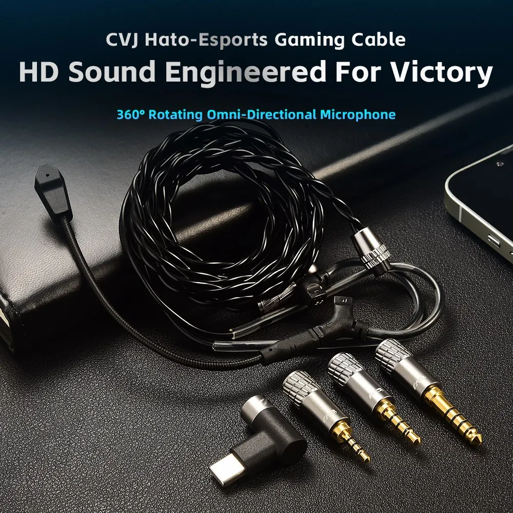 

CVJ Hato Typec game-specific interchangeable audio plug boom microphone headset upgrade line 0.75 0.78 mmcx Cable C Pin 3.5mm