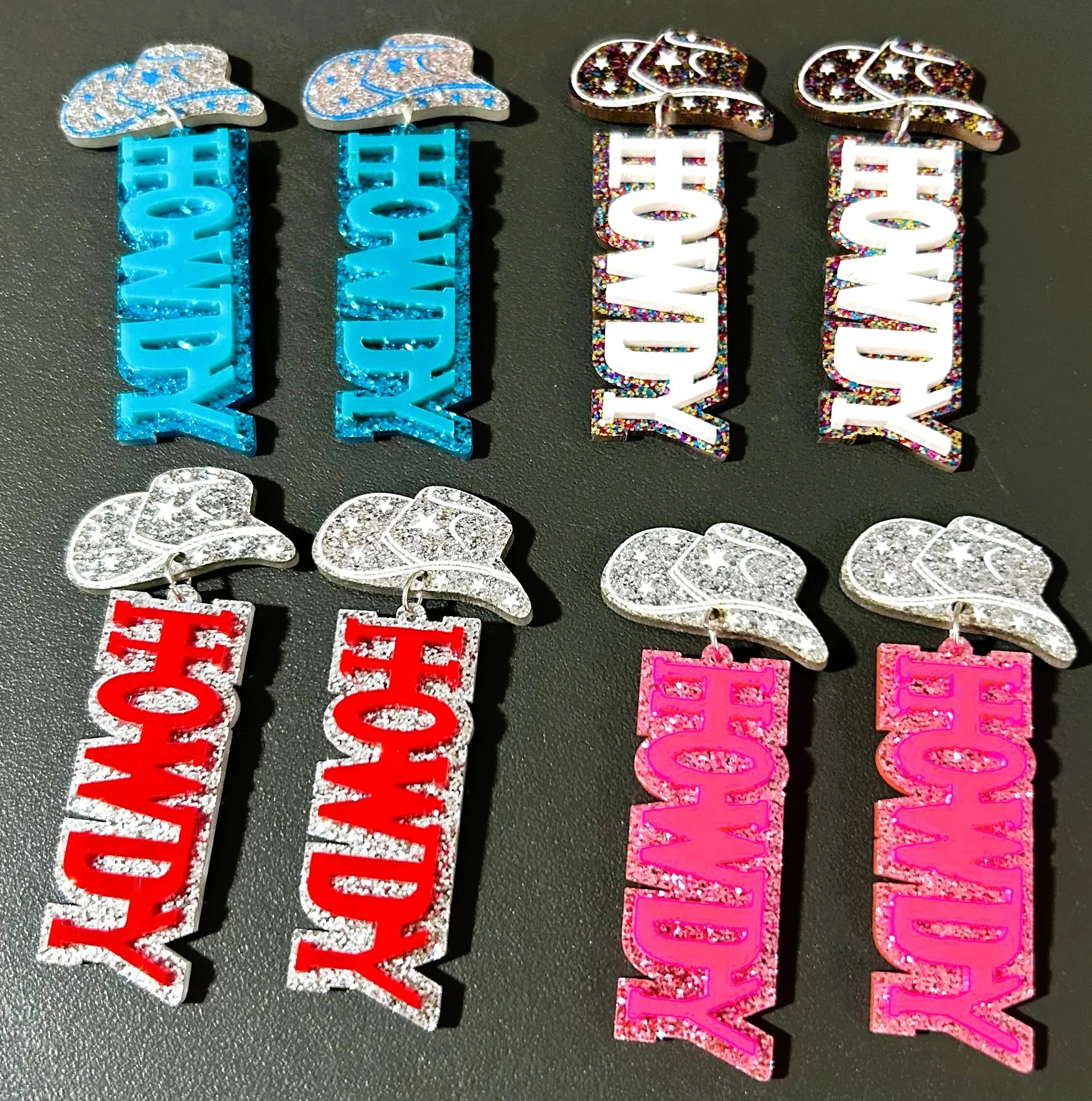 New Creative Western Cowboy Tribe Acrylic Earrings HOWDY Letter Earrings Women's Punk Hat Earrings Ornaments
New Creative Western Cowboy Tribe Acrylic Earrings HOWDY Letter Earrings Women's Punk Hat Earrings Ornaments
