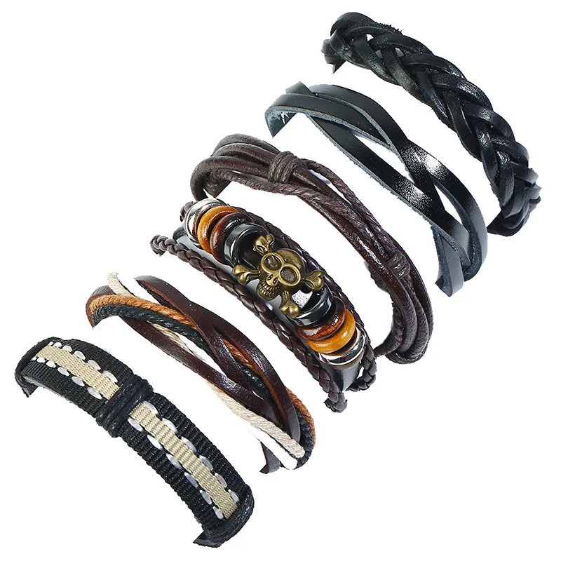 Vintage Multiple Layers Leather Bracelet Set For Women Men Skull Handmade Braided Wrap Charm Bangle 6pcs/set Jewelry Accessories
Vintage Multiple Layers Leather Bracelet Set For Women Men Skull Handmade Braided Wrap Charm Bangle 6pcs/set Jewelry Accessories