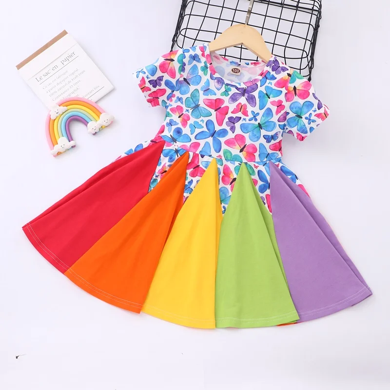 Summer Dress for Girls Kids Clothes Colorful Love Butterfly Rainbow Girls Dress Short Sleeve Kids Dresses Girls Clothing 1-6Y
Summer Dress for Girls Kids Clothes Colorful Love Butterfly Rainbow Girls Dress Short Sleeve Kids Dresses Girls Clothing 1-6Y
