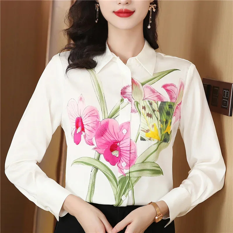 Satin Printed Women's Shirts Vintage Blouses Polo Neck Spring/Summer New Ladies Clothing Loose Long Sleeve Floral Fashion Tops
Satin Printed Women's Shirts Vintage Blouses Polo Neck Spring/Summer New Ladies Clothing Loose Long Sleeve Floral Fashion Tops
