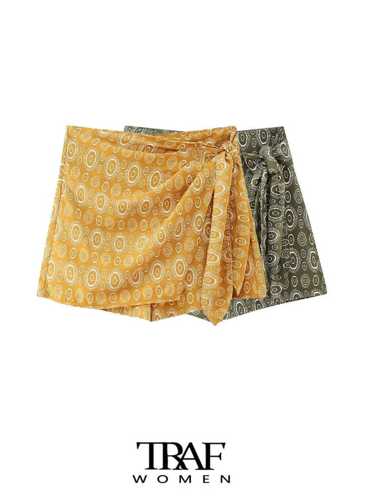 TRAF Women Fashion With Knot Printed Shorts Skirts Vintage High Waist Back Zipper Female Skirts Mujer
TRAF Women Fashion With Knot Printed Shorts Skirts Vintage High Waist Back Zipper Female Skirts Mujer
