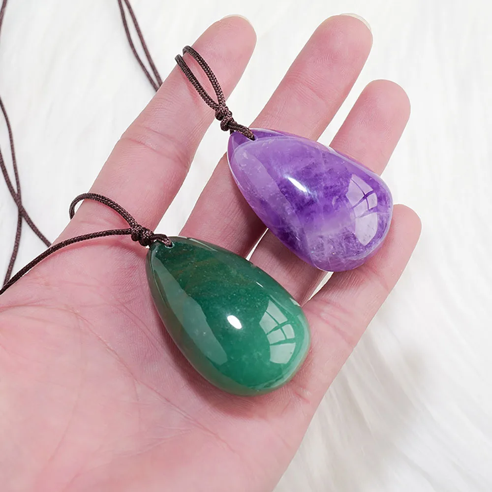 

Natural Stone Polish Water Drop Shape Pendant Amethyst Energy Gemstone Reiki Crystals and Stones Healing Necklace