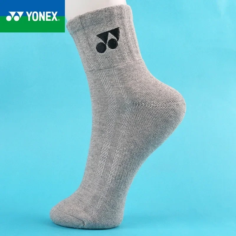 YONEX 2024 новые мужские однотонные толстые спортивные носки впитывающие пот и