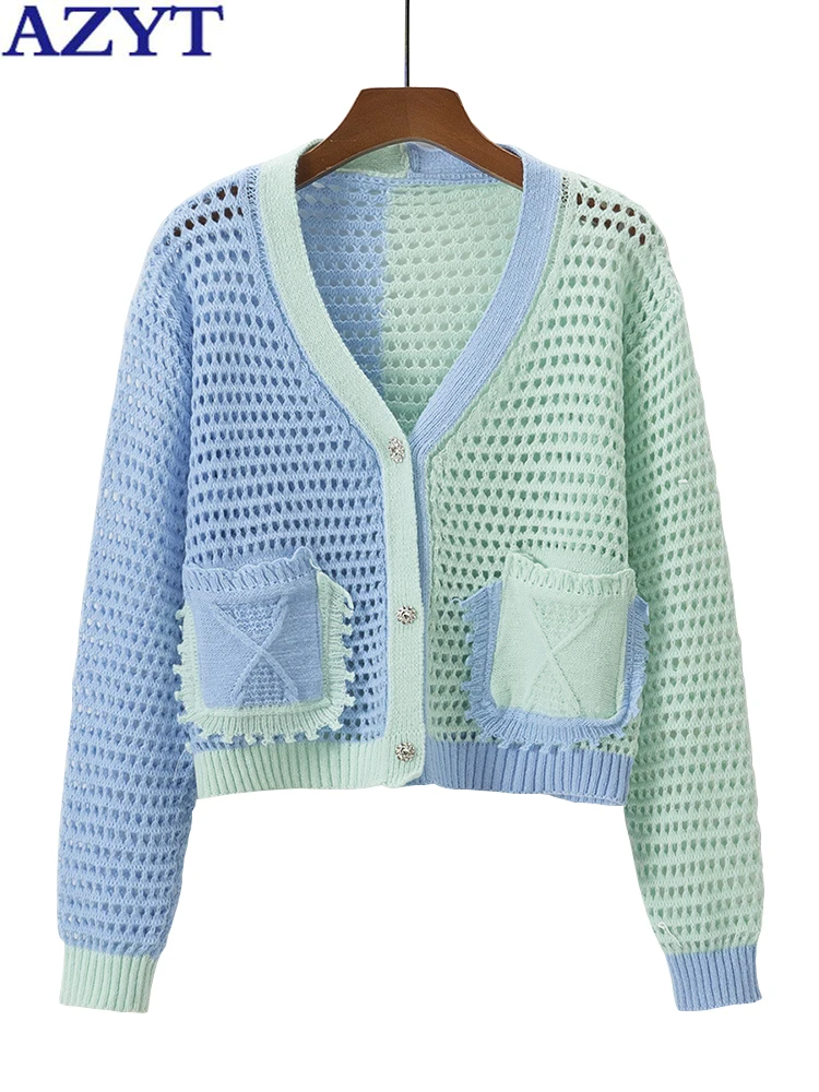 AZYT 2022 Fashion Hollow Out Knitted Cardigan Female Casual V Neck Panelled Women Sweater Cardigan All Match Knitwear Tops
AZYT 2022 Fashion Hollow Out Knitted Cardigan Female Casual V Neck Panelled Women Sweater Cardigan All Match Knitwear Tops