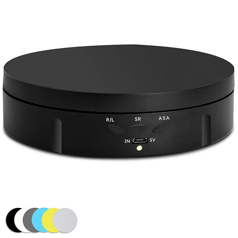 Motorized Rotating Display Stand, 360 Degree Photography Turntable With 6 PVC Backgrounds,Battery/USB Power Supply
Motorized Rotating Display Stand, 360 Degree Photography Turntable With 6 PVC Backgrounds,Battery/USB Power Supply