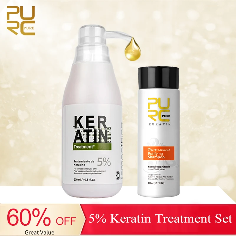 PURC 5% Keratin Hair Treatment Hot Sale Hair Care Products 300ml Keratin and 100ml Purifying Shampoo Set keratin For Straighten
PURC 5% Keratin Hair Treatment Hot Sale Hair Care Products 300ml Keratin and 100ml Purifying Shampoo Set keratin For Straighten
