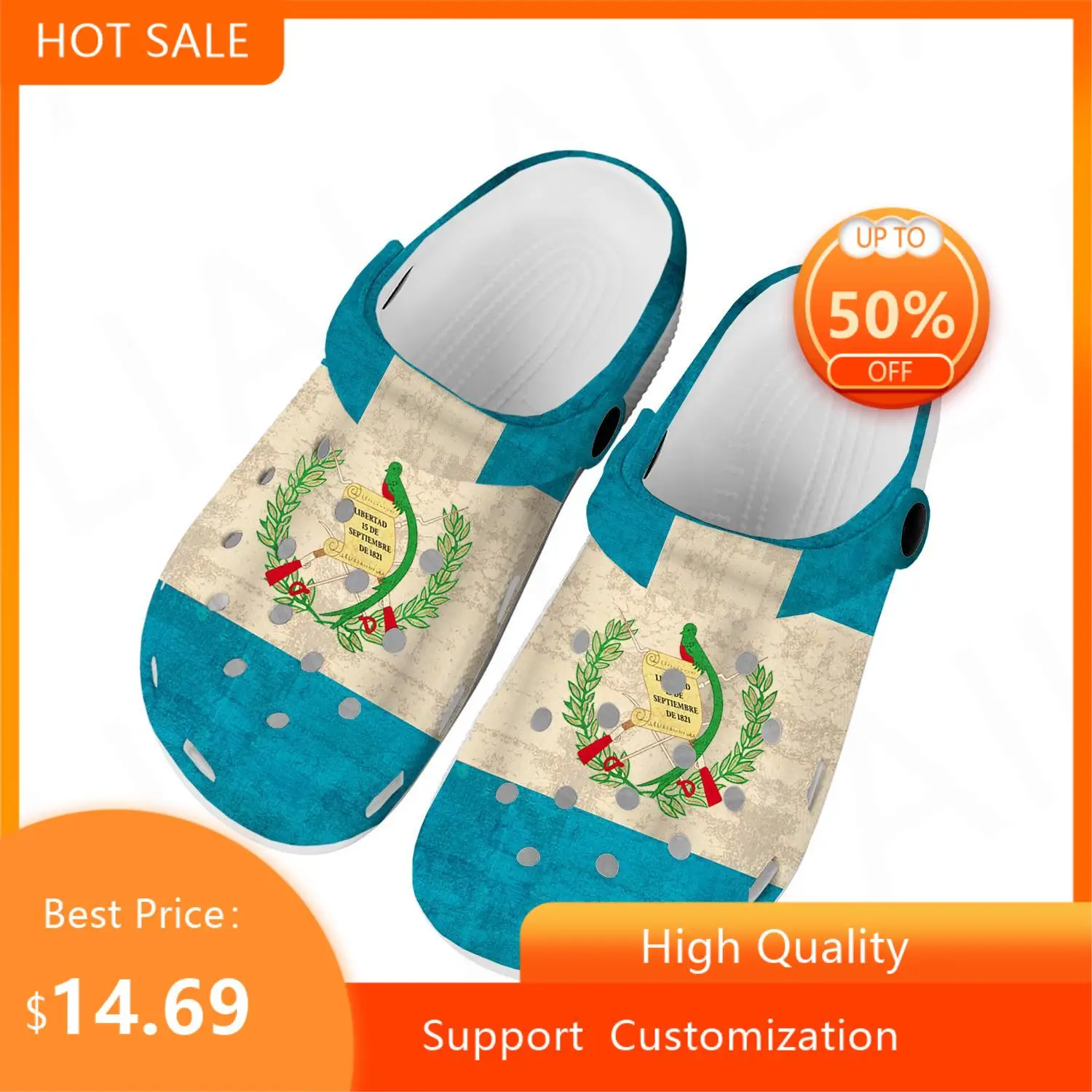 

Guatemalan Flag Home Clogs Custom Water Shoes Mens Womens Teenager Guatemala Shoe Garden Clog Breathable Beach Hole Slippers