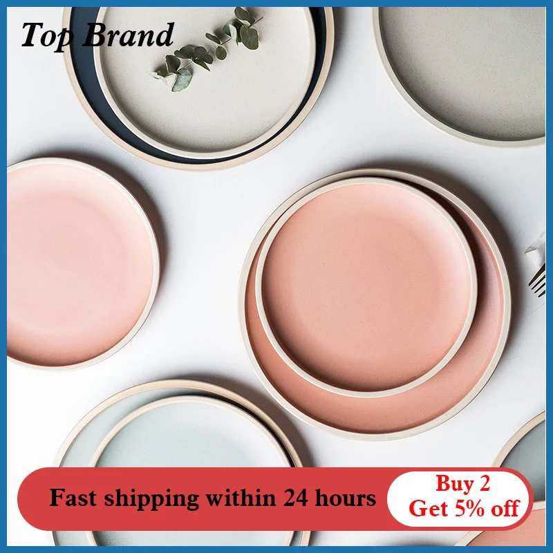 

Nordic Style Porcelain Dinnerware Set Matte Glaze Dinner Plates Pizza Pasta Serving Plate Steak Dessert Dishes Kitchen Tableware