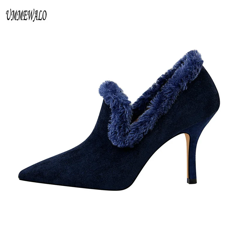 UMMEWALO Pointed Toe Sexy Flock High Heels Shoes Women Autumn Winter Faux Fur Pumps Ladies Shoes
UMMEWALO Pointed Toe Sexy Flock High Heels Shoes Women Autumn Winter Faux Fur Pumps Ladies Shoes