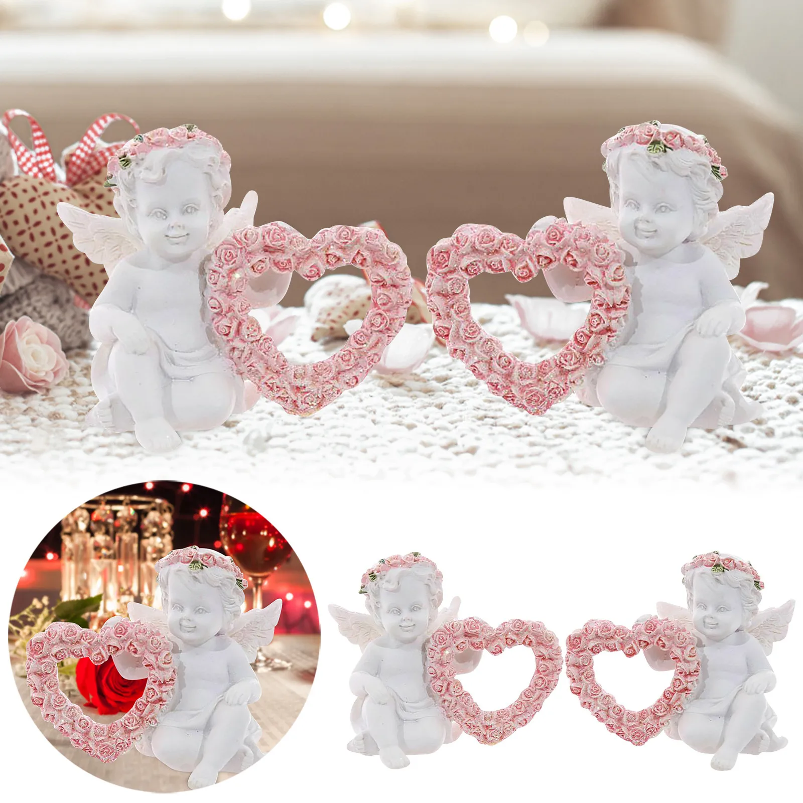 2pcs Cute Love Heart Angel Desktop Ornaments Collectable Cherub Figurines With Rose Flower Art Crafts Home Decoration Gift
2pcs Cute Love Heart Angel Desktop Ornaments Collectable Cherub Figurines With Rose Flower Art Crafts Home Decoration Gift