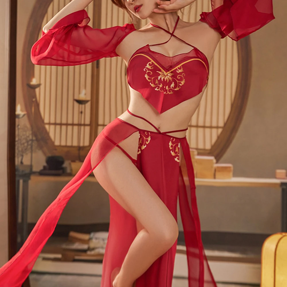Women Sexy Antique Hanfu Chiffon High Cut Dress Ultra Thin See-Through Bellyband Suit Cosplay Red Clothes Erotic Lingerie
Women Sexy Antique Hanfu Chiffon High Cut Dress Ultra Thin See-Through Bellyband Suit Cosplay Red Clothes Erotic Lingerie