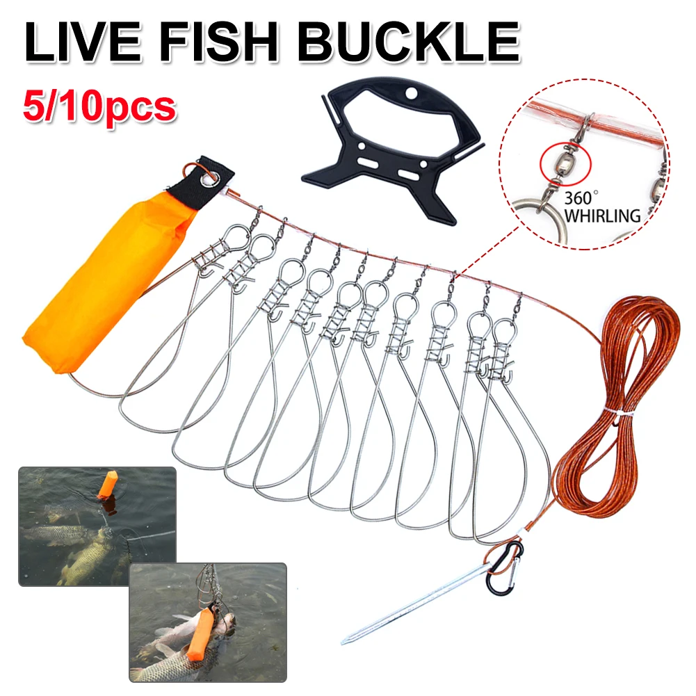 Fishing Stringer Live Fish Lock Stainless Steel Big Fish Wire Rope Lock Large Live Fish Buckle Fishing Tackle Accessories
Fishing Stringer Live Fish Lock Stainless Steel Big Fish Wire Rope Lock Large Live Fish Buckle Fishing Tackle Accessories